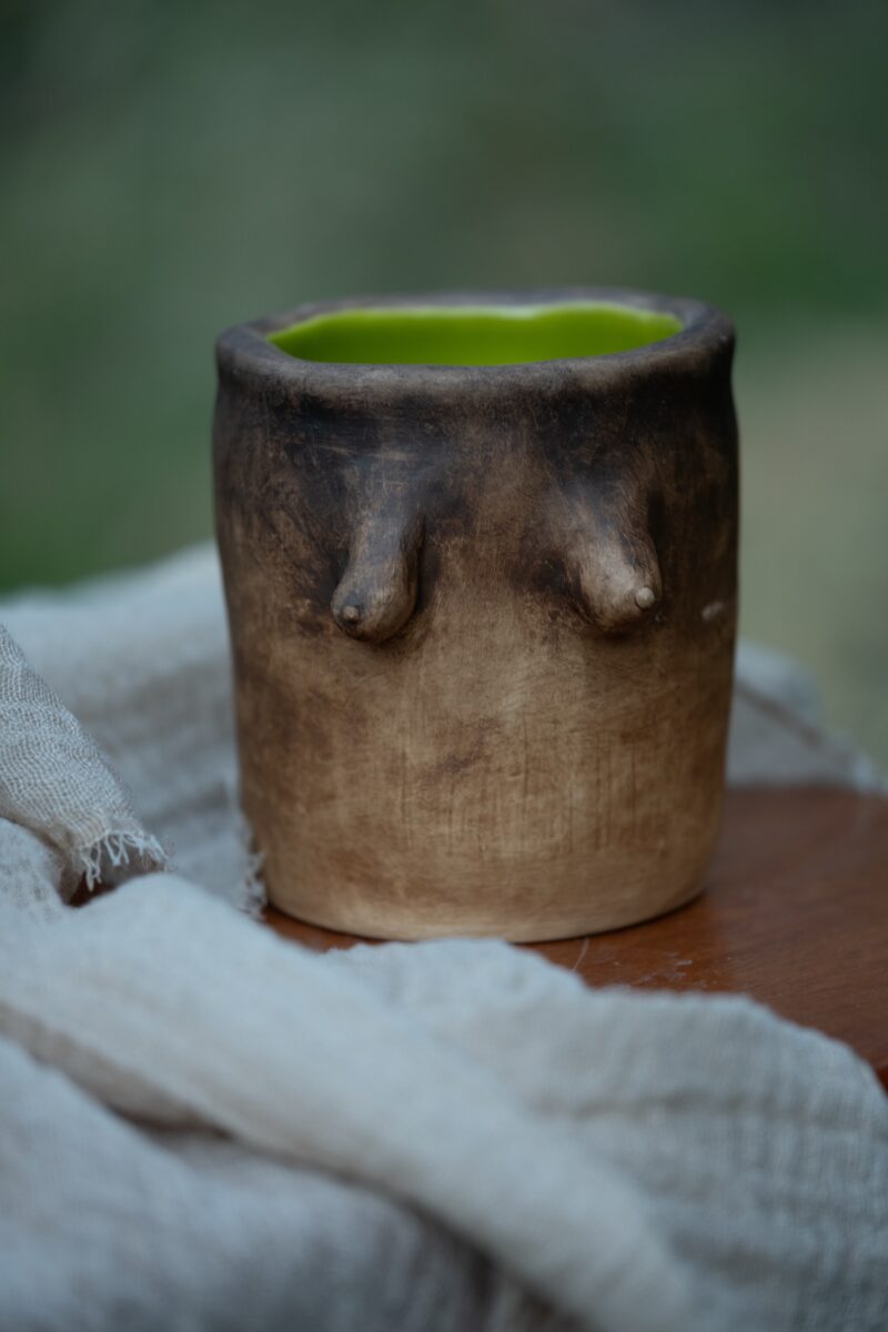 Hand build ceramics mug (functional) glazed with breastmilk