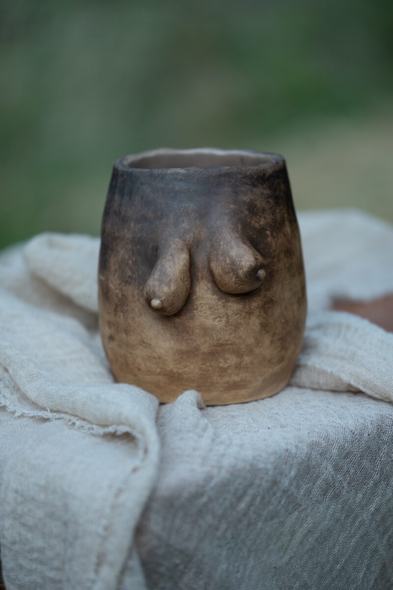Hand build ceramics mug (functional) glazed with breastmilk