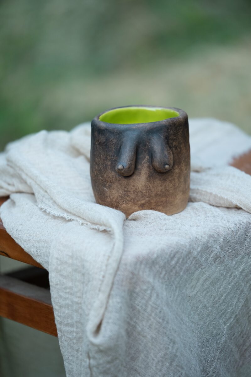 Handbuilt ceramics mug (functional) glazed with breastmilk